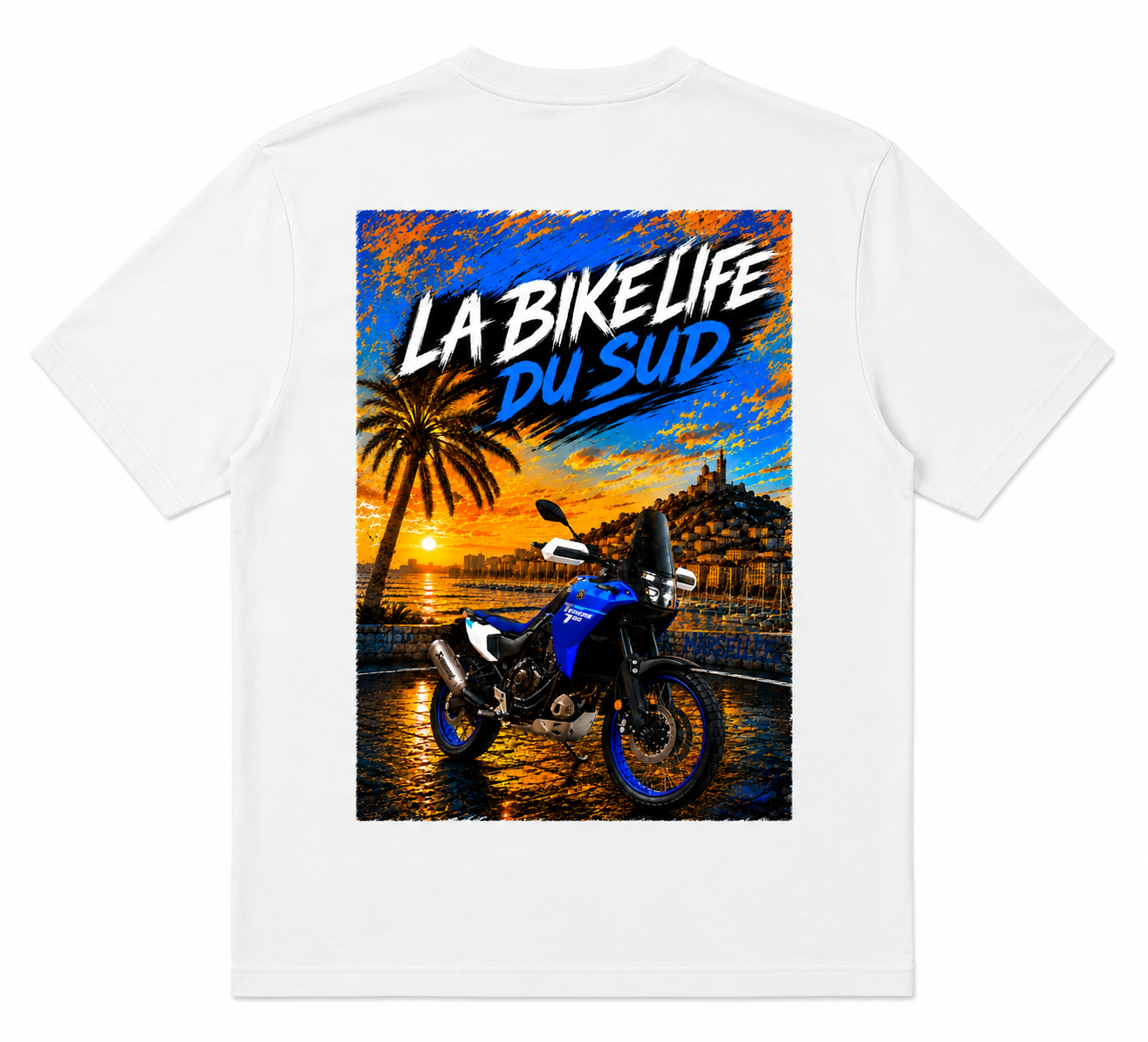 Marseille en Tenere - T-shirt Blanc - La Bikelife du Sud