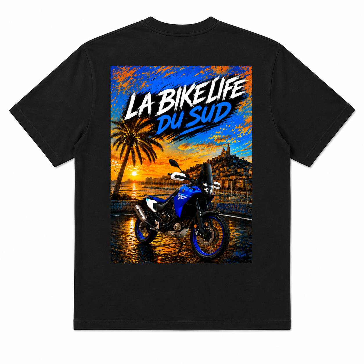 Marseille en Tenere - T-shirt Noir - La Bikelife du Sud